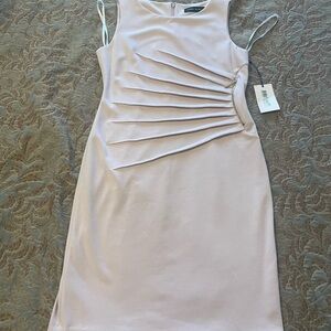 Ivanka Trump Pink Asymmetrical Pleated Sheath Midi Dress